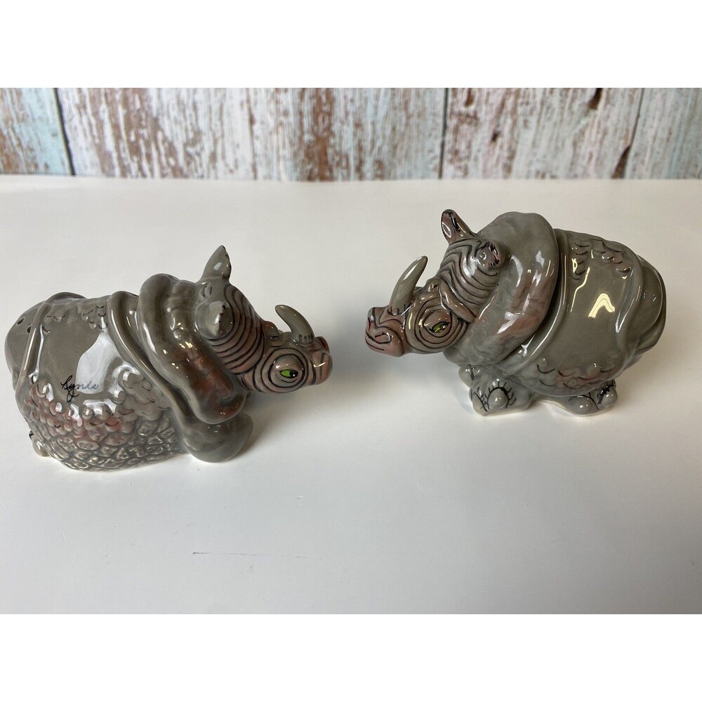 Blue Sky Rhinoceros Salt and Pepper Shakers Safari Collection - Lynda Corneille